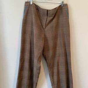 Fashion Bug Vintage Plaid Brown/Turquoise wide-legs, size 16
